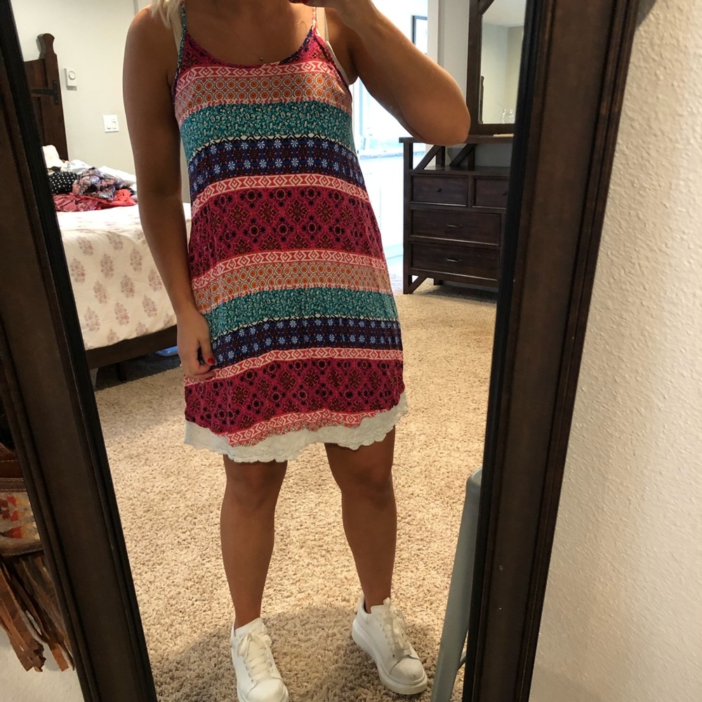 Bohemian crocheted lace hem dress